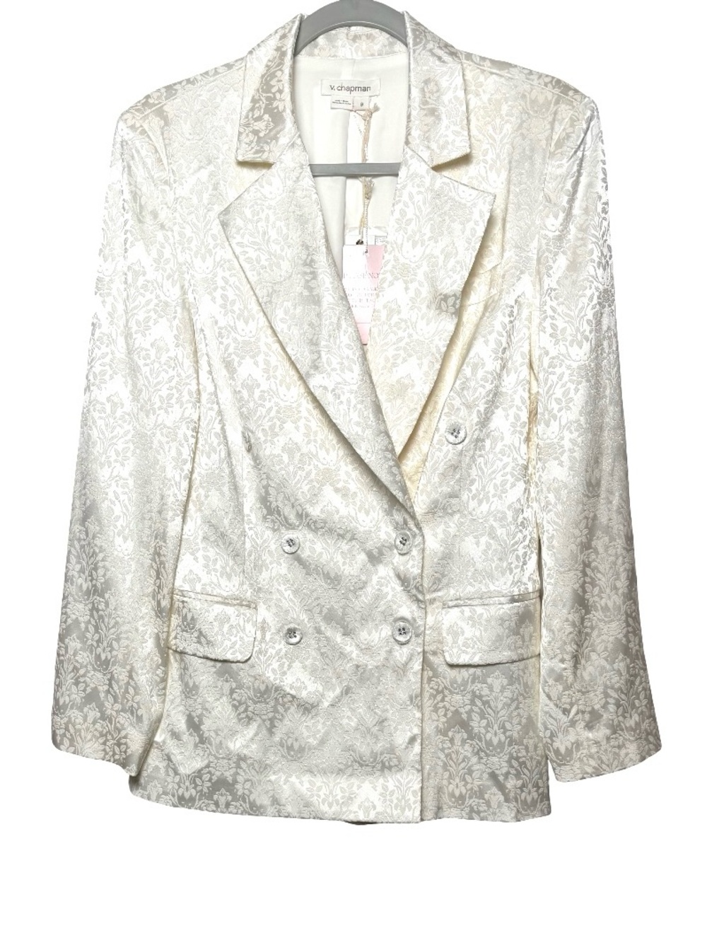 V. Chapman Cream Brocade Double-Breasted Women’s Blazer, Sz Small. NWT
